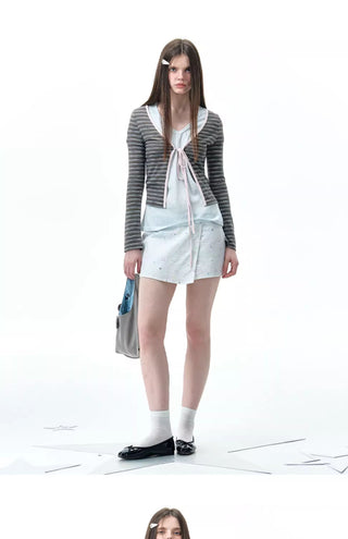 [NECY] striped lace cardigan