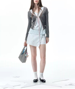[NECY] striped lace cardigan