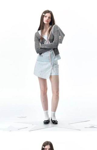 [NECY] striped lace cardigan