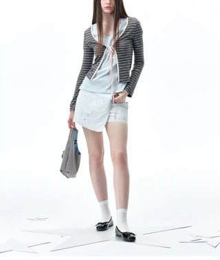[NECY] striped lace cardigan