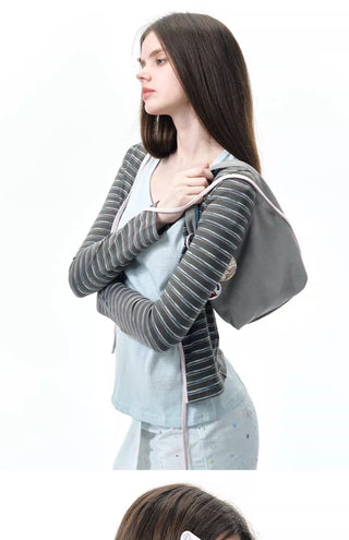 [NECY] striped lace cardigan