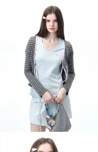 [NECY] striped lace cardigan