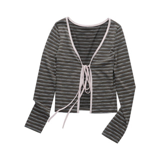 [NECY] striped lace cardigan