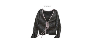 [NECY] striped lace cardigan