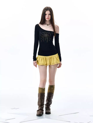 [NECY] suede sequin skirt