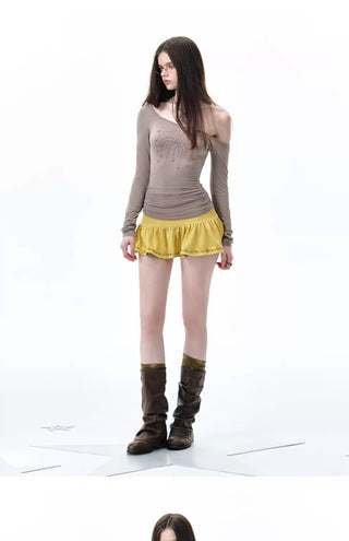 [NECY] suede sequin skirt