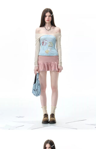 [NECY] suede sequin skirt