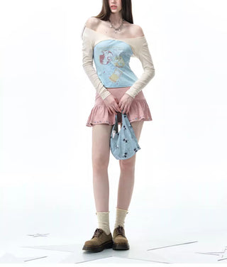 [NECY] suede sequin skirt