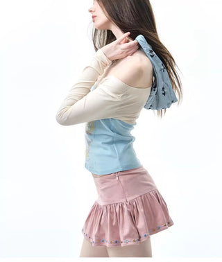 [NECY] suede sequin skirt