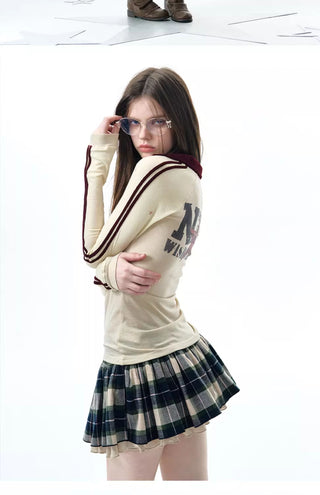 [NECY] plaid wooden skirt