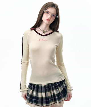[NECY] plaid wooden skirt