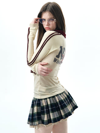[NECY] plaid wooden skirt