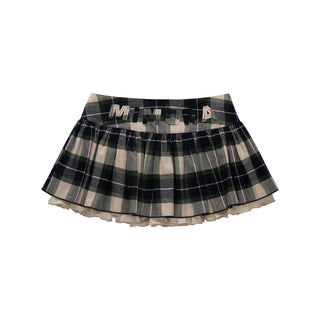 [NECY] plaid wooden skirt