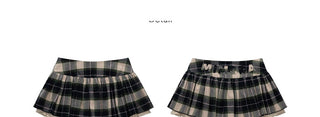 [NECY] plaid wooden skirt