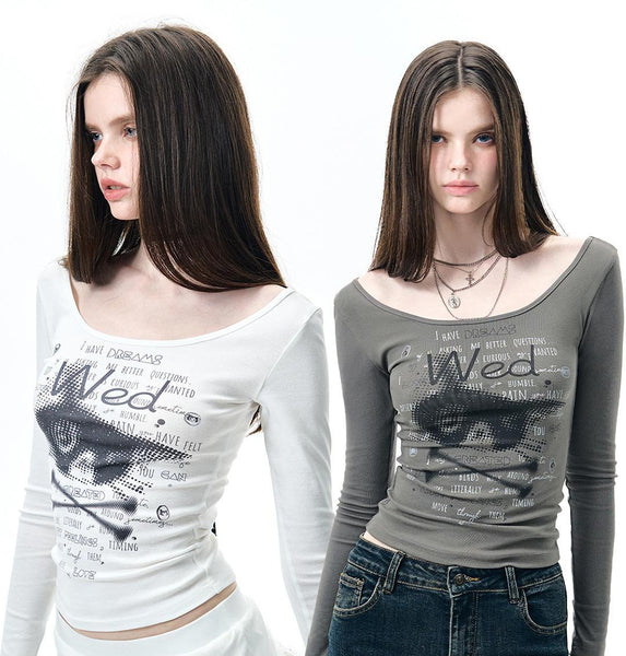 [NECY] v-neck printed top