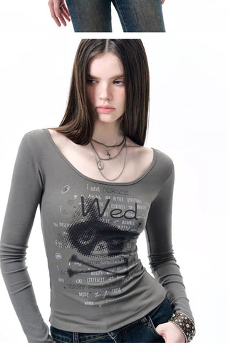 [NECY] v-neck printed top