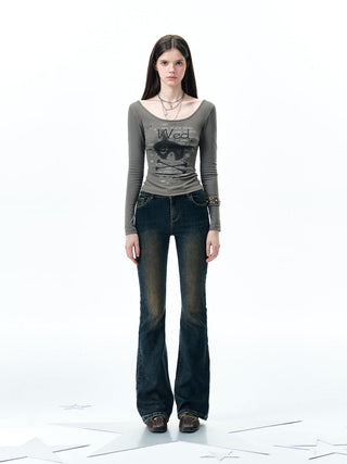 [NECY] v-neck printed top