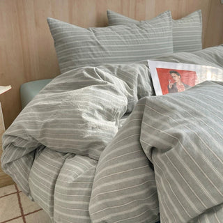 Grey Minimalist Striped Duvet Cover Set