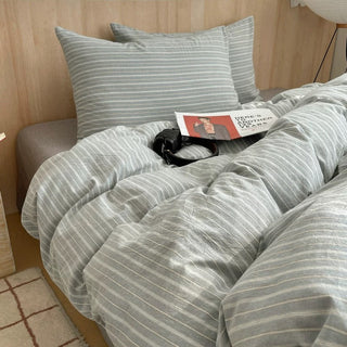 Grey Minimalist Striped Duvet Cover Set