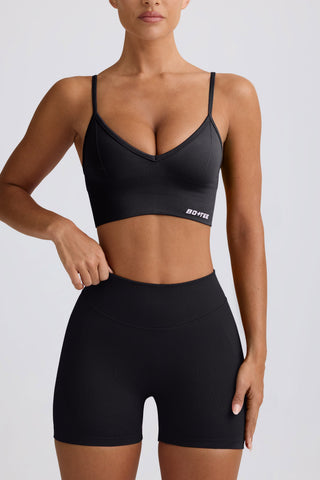 Define Luxe V-Neck Sports Bra in Black
