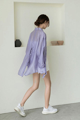 Tencel Sun Shirt with Back Slit Chiffon Shirt
