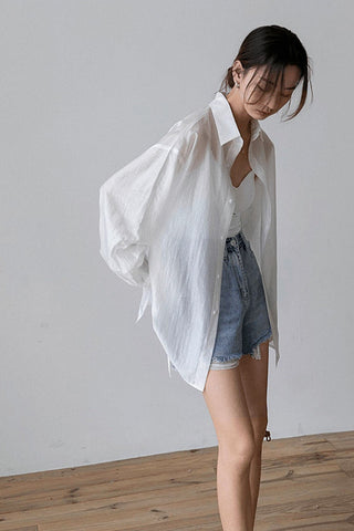 Tencel Sun Shirt with Back Slit Chiffon Shirt