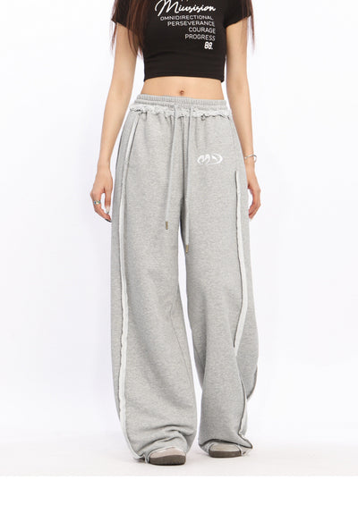 Lace Stripe wide-leg sports pants