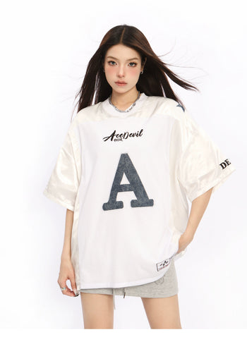 Oversized graphic blokette top