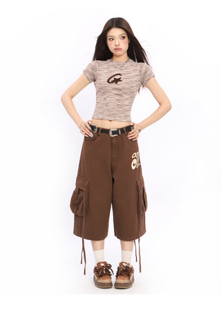 Retro star mixed color stripe top