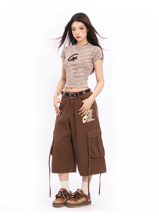 Retro star mixed color stripe top