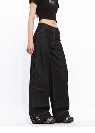 High waist cuffed Wide-leg trousers