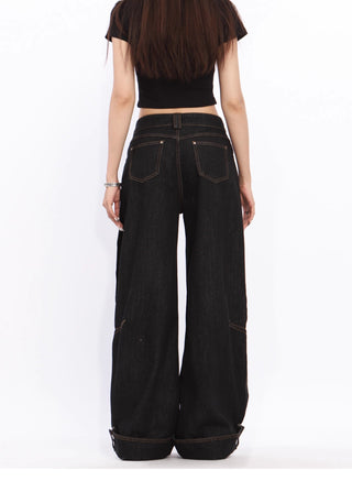 High waist cuffed Wide-leg trousers