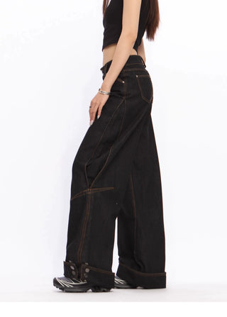 High waist cuffed Wide-leg trousers