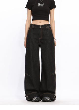 High waist cuffed Wide-leg trousers