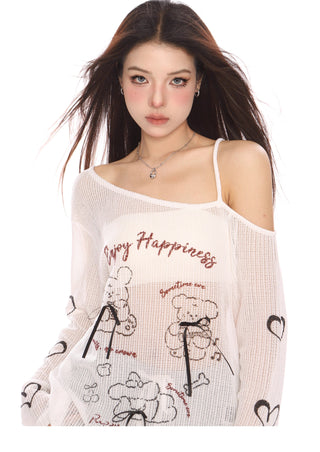 Bowknot acubi knitted off-shoulder Top