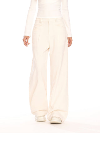 Flower pattern embossd wide-leg trousers