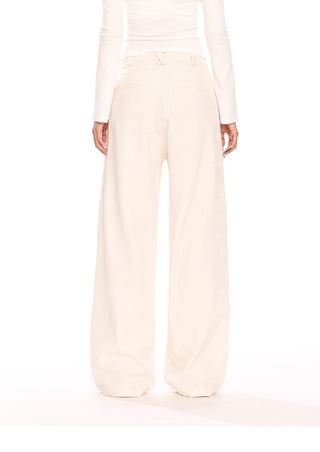 Flower pattern embossd wide-leg trousers