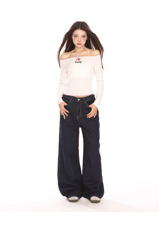 Oversized wide-leg baggy jeans