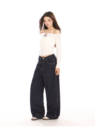 Oversized wide-leg baggy jeans