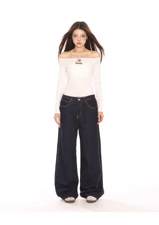 Oversized wide-leg baggy jeans