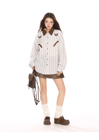 striped butterfly oversized shirt