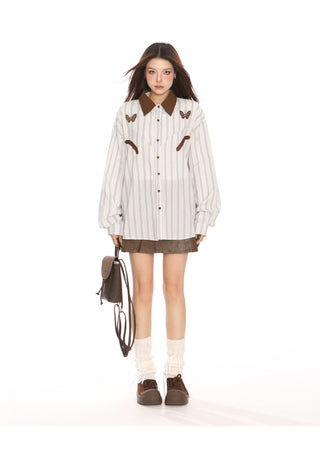 striped butterfly oversized shirt
