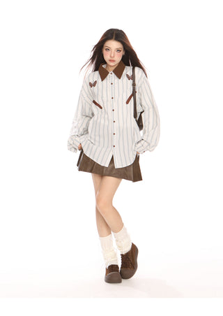 striped butterfly oversized shirt