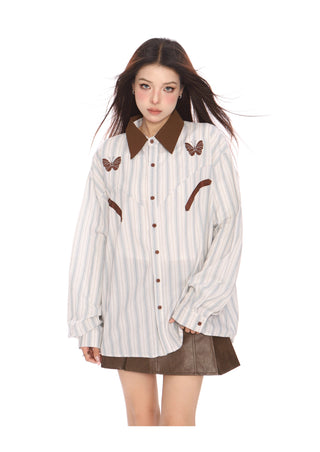 striped butterfly oversized shirt