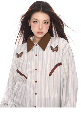 striped butterfly oversized shirt