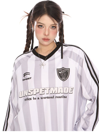 Blokecore Striped V-neck jersey