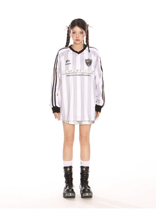 Blokecore Striped V-neck jersey