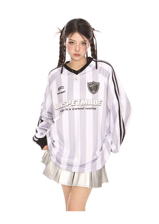 Blokecore Striped V-neck jersey