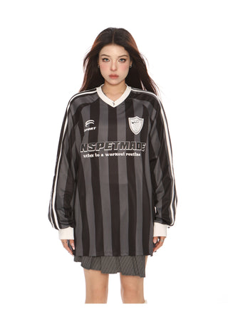 Blokecore Striped V-neck jersey