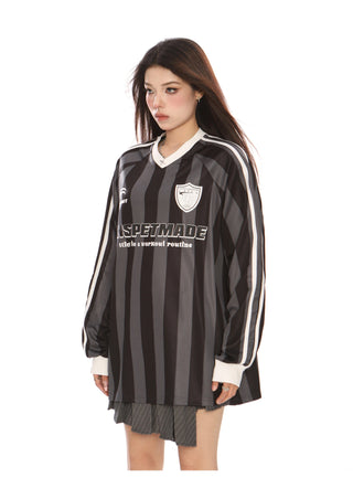 Blokecore Striped V-neck jersey